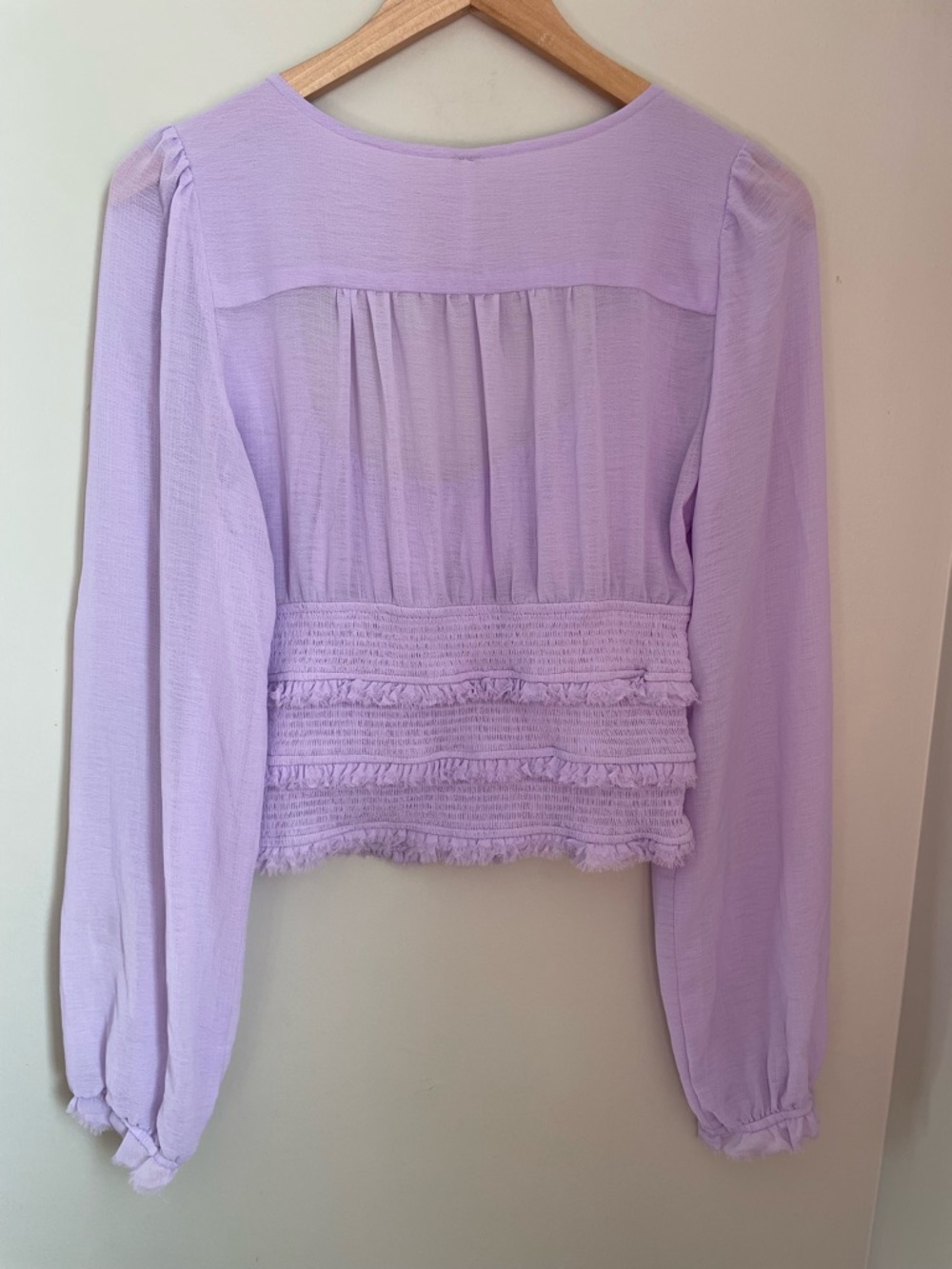 Free People Lolita Top Lavender Sz Medium Boho Sheer Smocked Festival Feminine - Picture 7 of 12